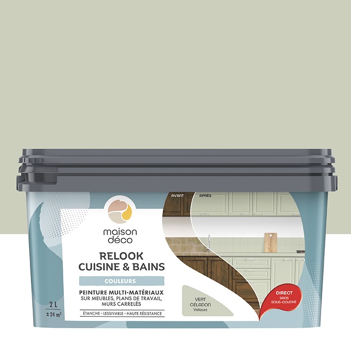  Peinture multi-matériaux  - Relook Cuisine et Bains  - Les couleurs - Vert Céladon