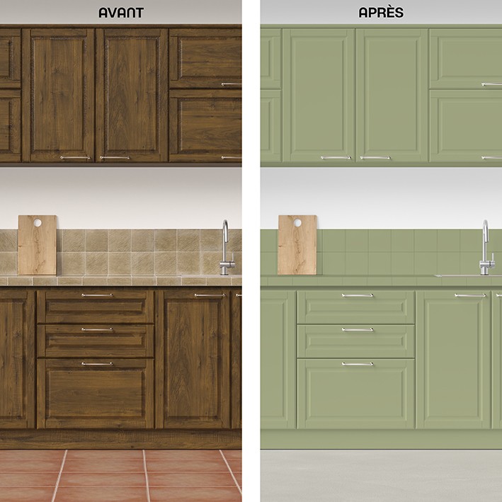  Peinture multi-matériaux  - Relook Cuisine et Bains  - Les couleurs - Vert Olive