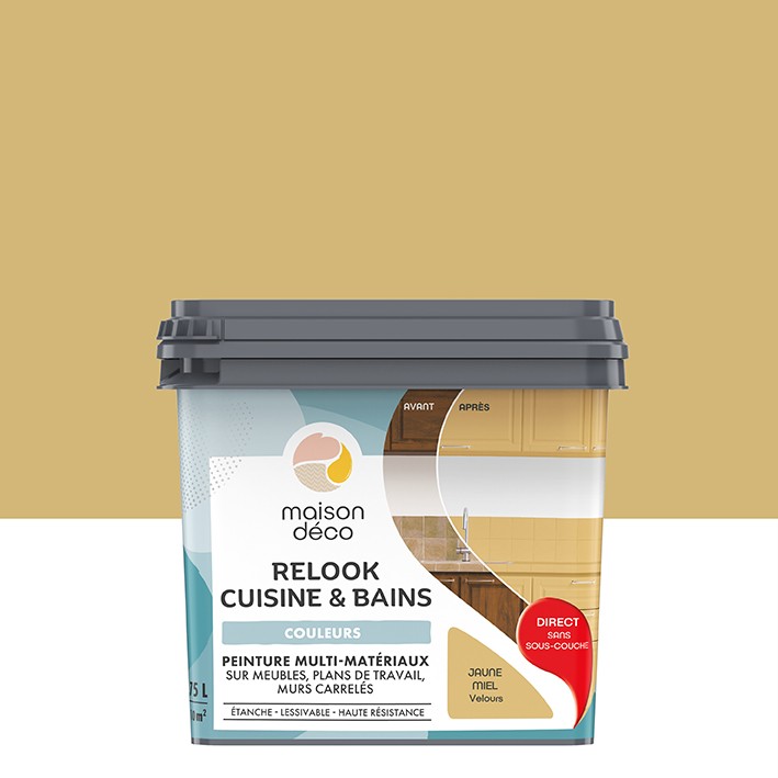  Peinture multi-matériaux  - Relook Cuisine et Bains  - Les couleurs - Jaune Miel