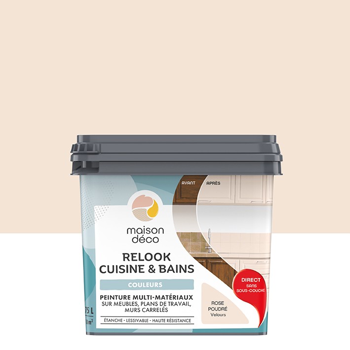  Peinture multi-matériaux  - Relook Cuisine et Bains  - Les couleurs - Rose poudré