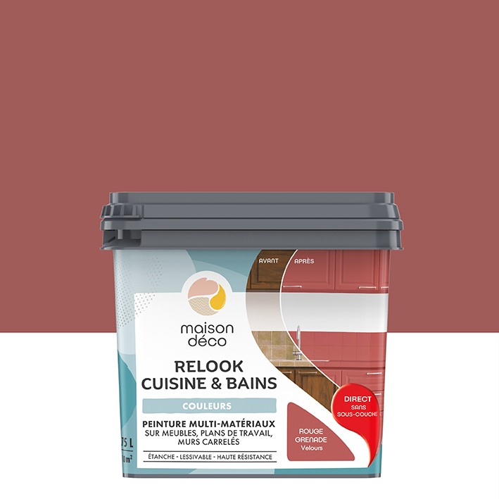  Peinture multi-matériaux  - Relook Cuisine et Bains  - Les couleurs - Rouge Grenade