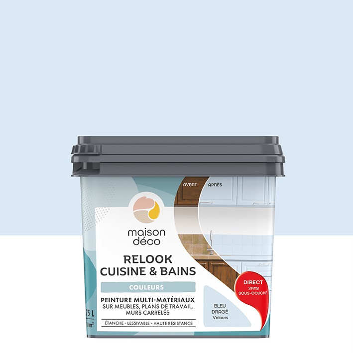  Peinture multi-matériaux  - Relook Cuisine et Bains  - Les couleurs - Bleu Dragé