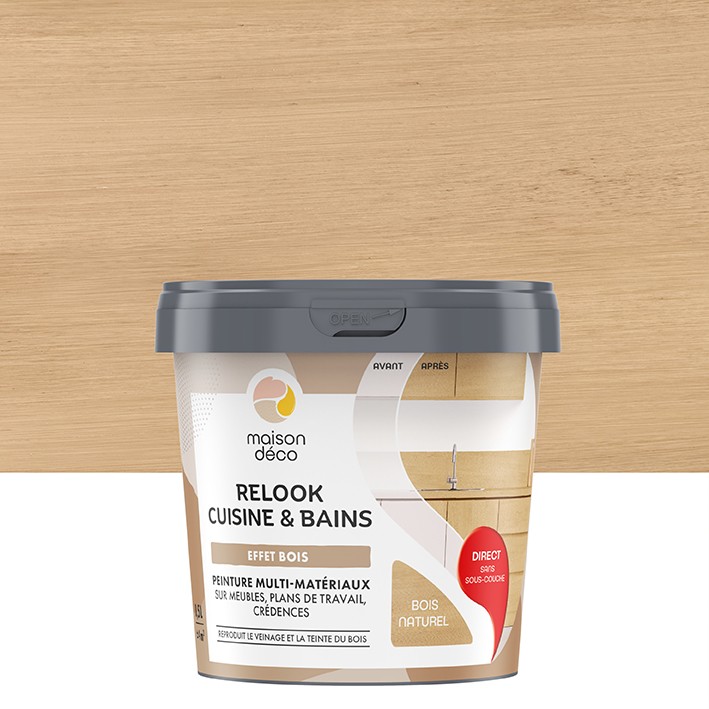  Peinture  - Relook Cuisine et Bains  -  Effet bois - Bois Naturel