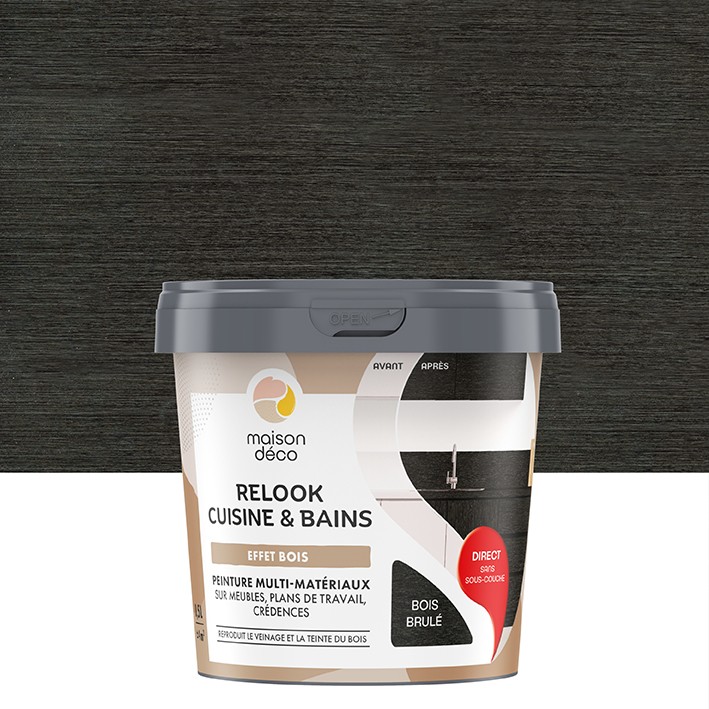  Peinture  - Relook Cuisine et Bains  -  Effet bois - Bois Brûlé