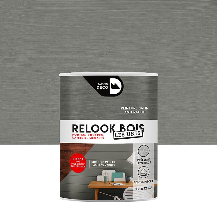 Relook Bois Les Unis - Aspect Satin  - Anthracite