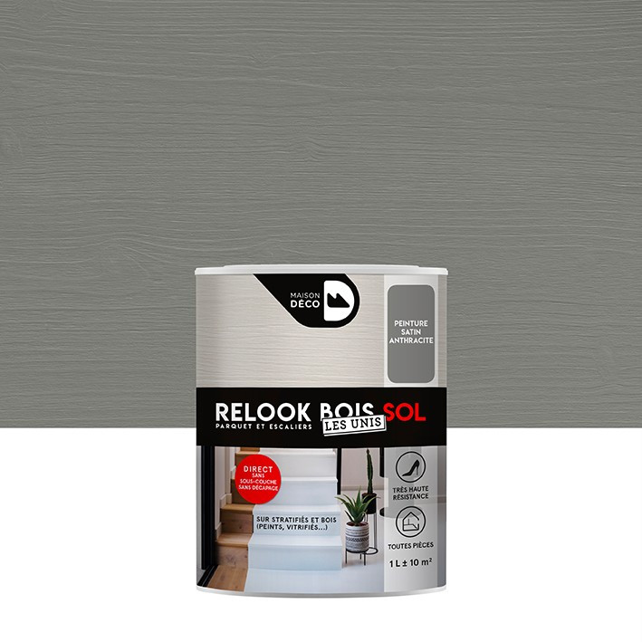 Peinture Relook Bois Sol - Aspect Mat - ANTHRACITE