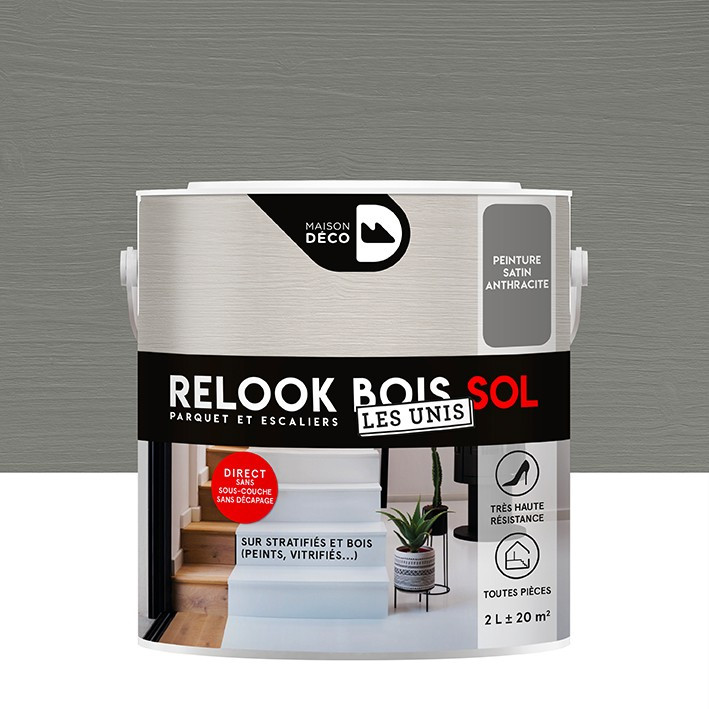 Peinture Relook Bois Sol - Aspect Mat - ANTHRACITE