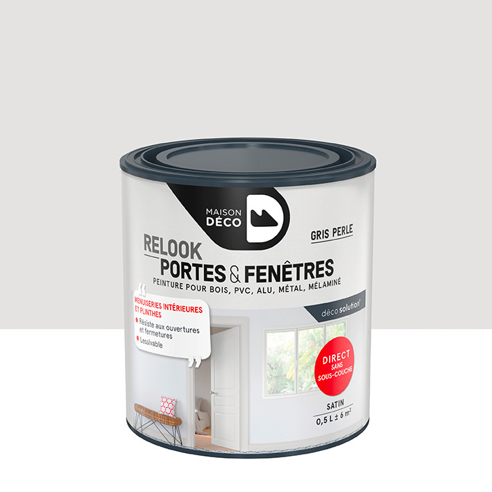 Peinture Relook Portes et Fenêtres - Satin - Gris perle 