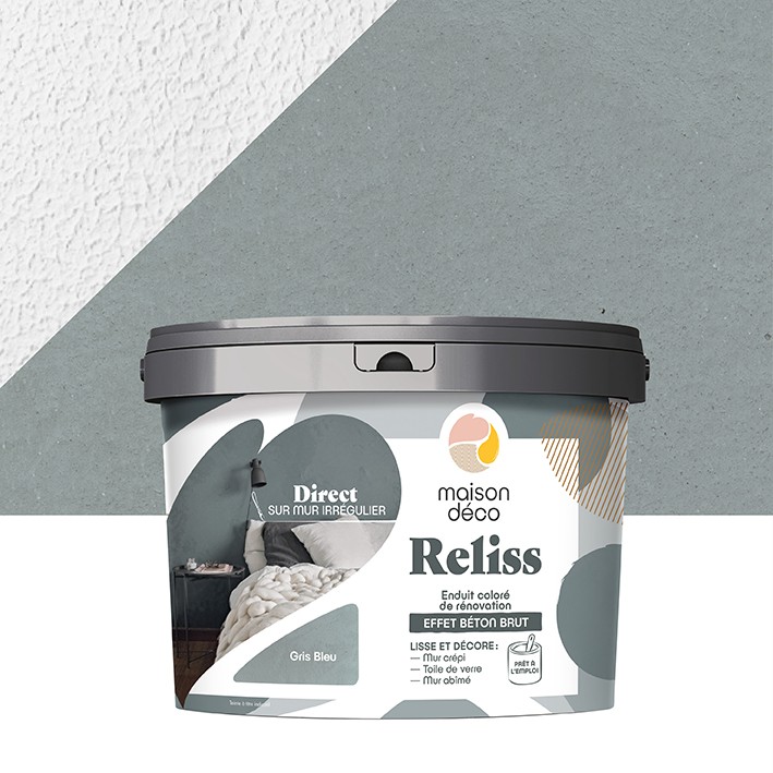 Enduit Reliss Effet Béton - Ciré - Gris Bleu
