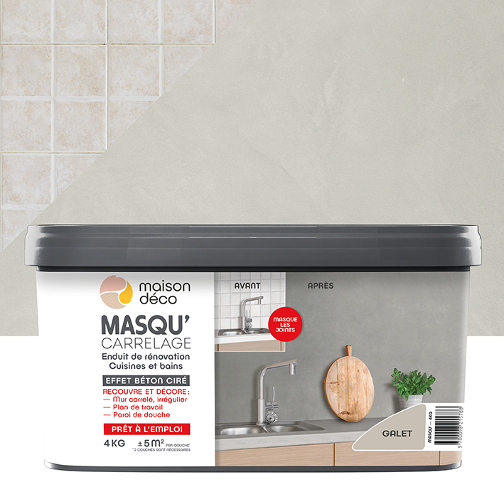 Enduit Masqu'Carrelage - effet béton coloré - Galet