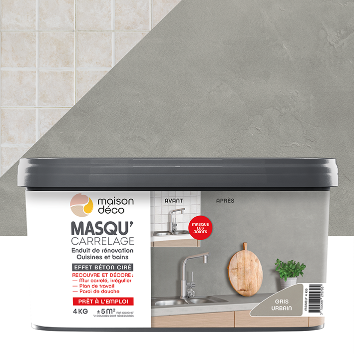 Enduit Masqu'Carrelage - effet béton coloré - gris urbain 1