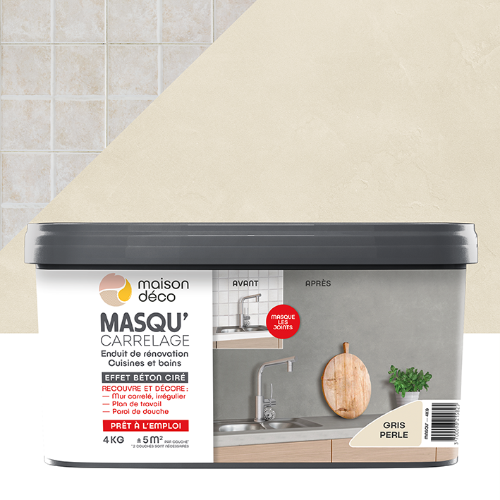 Enduit Masqu'Carrelage - effet béton coloré - gris perle1