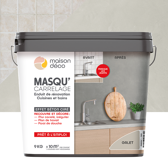 Enduit Masqu'Carrelage - effet béton coloré - Galet