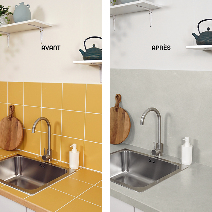 Enduit Masqu'Carrelage - effet béton coloré - Galet