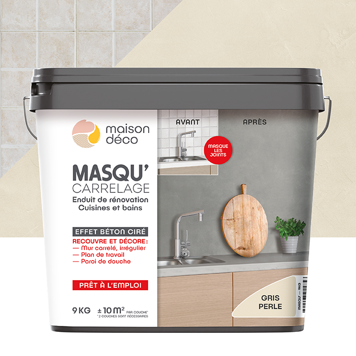 Enduit Masqu'Carrelage - effet béton coloré - gris perle1