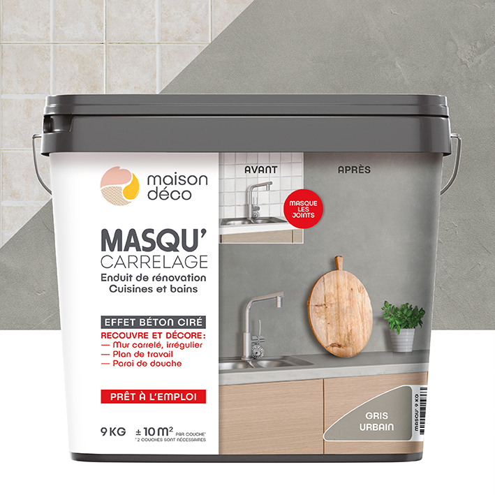 Enduit Masqu'Carrelage - effet béton coloré - gris urbain 1