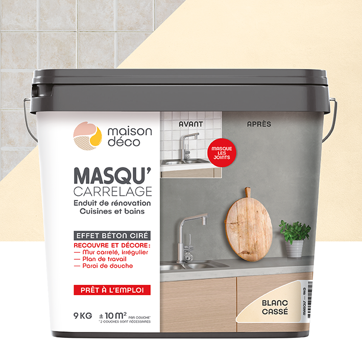Enduit Masqu'Carrelage - effet béton coloré - blanc cassé