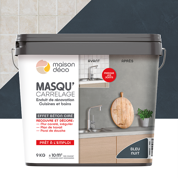 Enduit Masqu'Carrelage - effet béton coloré - Bleu nuit