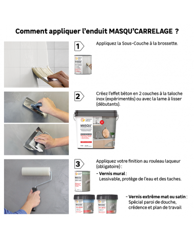 Enduit Masqu'Carrelage - effet béton coloré