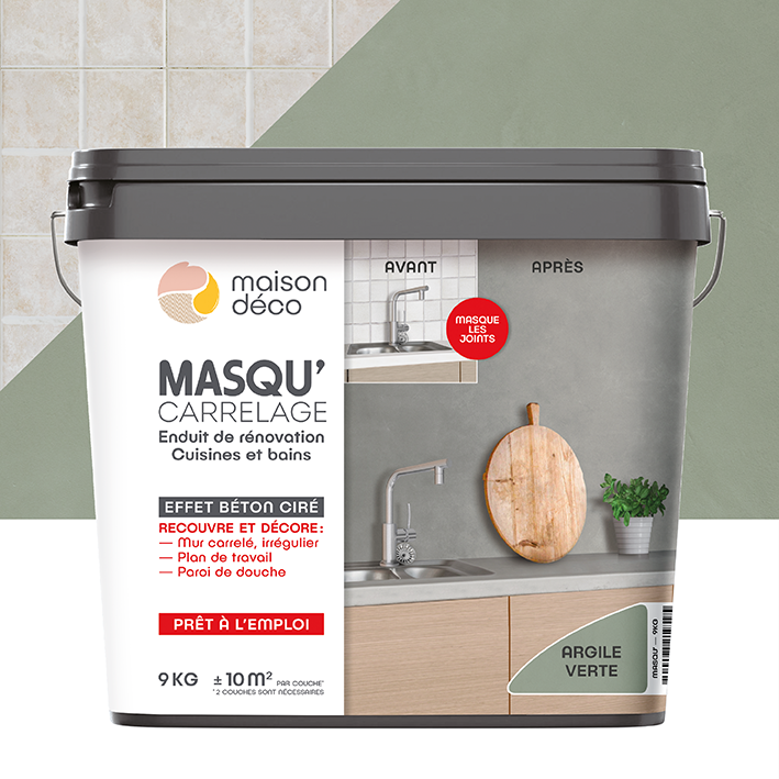 Enduit Masqu'Carrelage - effet béton coloré - Argile verte