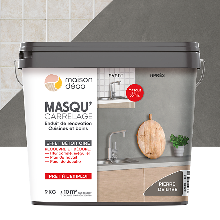 Enduit Masqu'Carrelage - effet béton coloré - Pierre de lave 