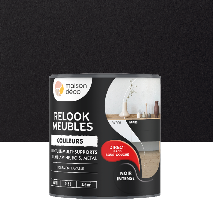 Peinture Relook Meubles Couleurs - Satin - Noir intense