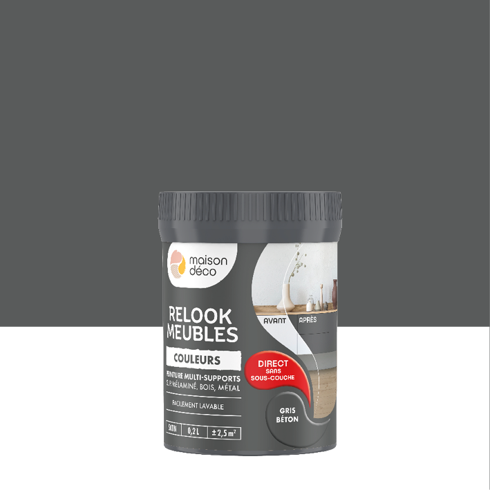Peinture Relook Meubles Couleurs - Satin - Gris béton