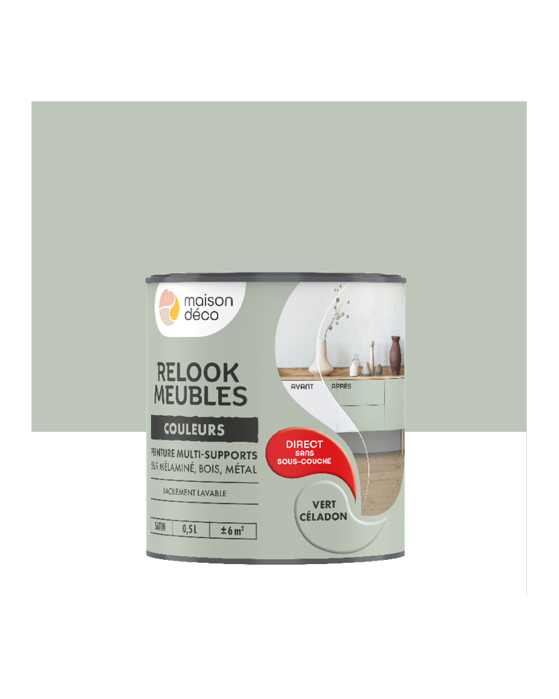 Peinture Relook meuble MAISON DECO vert sauge satine 0.5 l