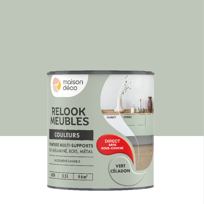 Peinture Relook Meubles Couleurs - Satin - Vert Céladon