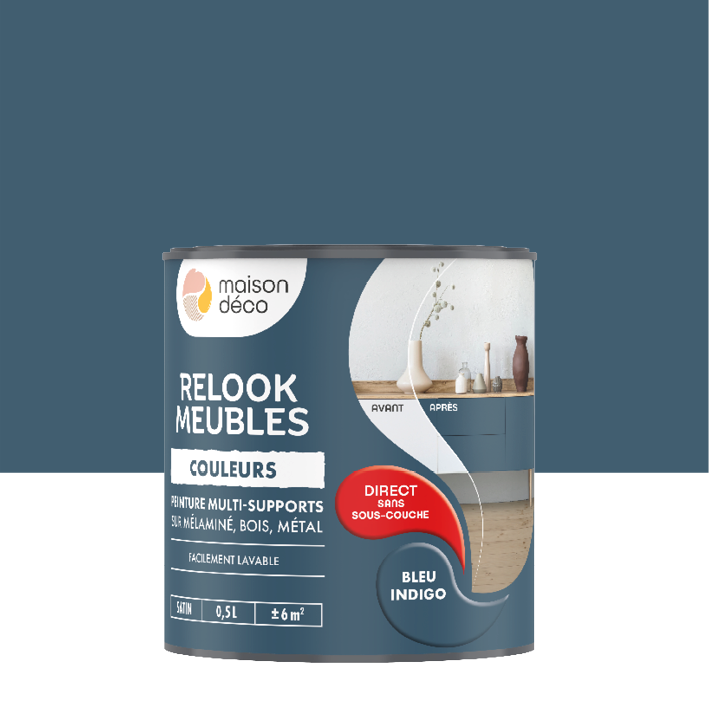 Peinture Relook Meubles Couleurs - Satin - Bleu Indigo