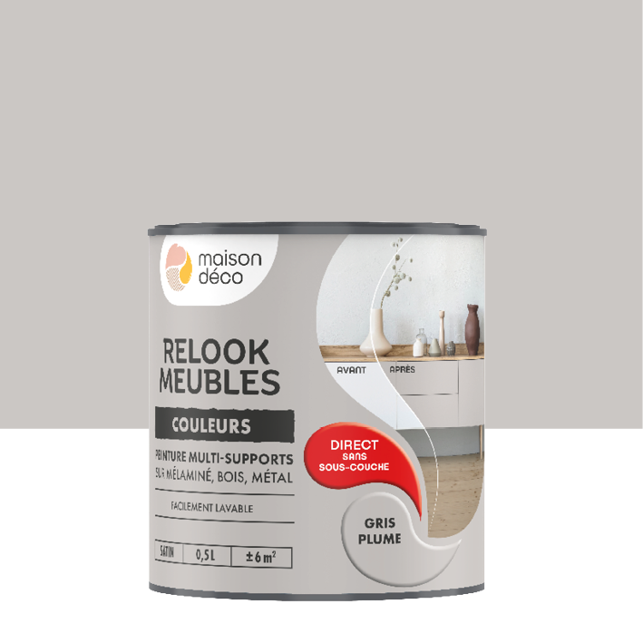 Peinture Relook Meubles Couleurs - Satin - Gris Plume