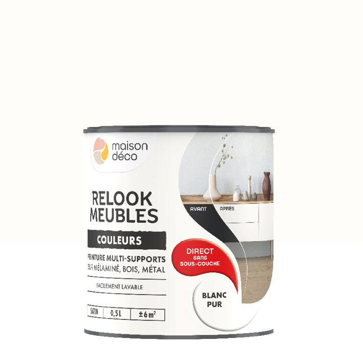Peinture Relook Meubles Couleurs - Satin - Blanc Pur