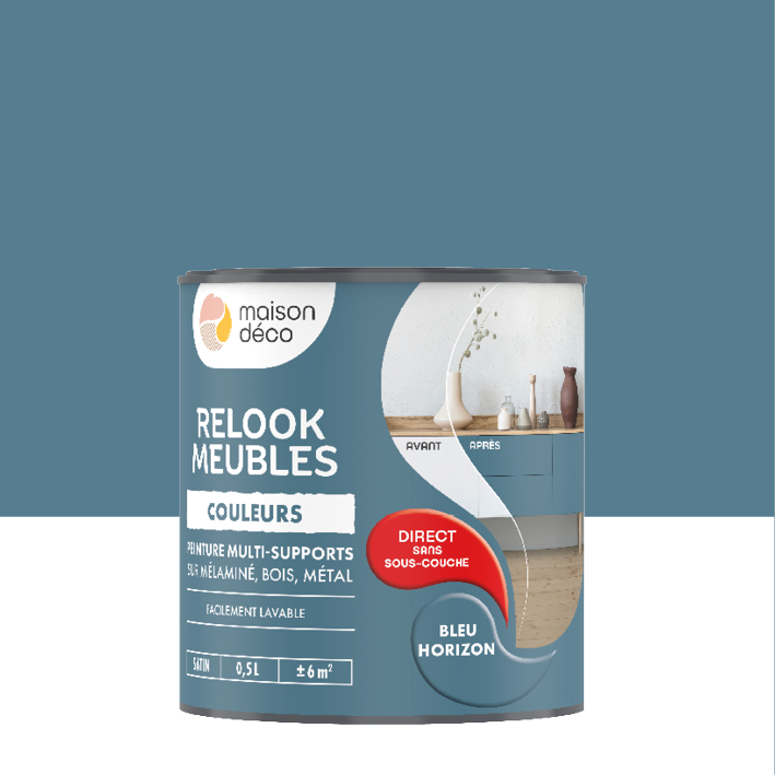 Peinture Relook Meubles Couleurs - Satin - Bleu Horizon