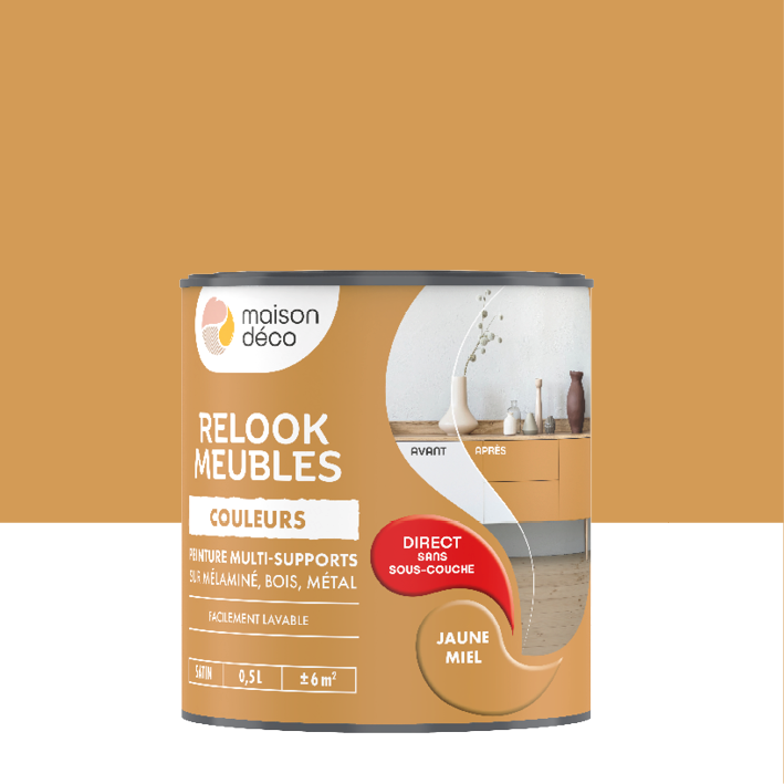 Peinture Relook Meubles Couleurs - Satin - Jaune Miel