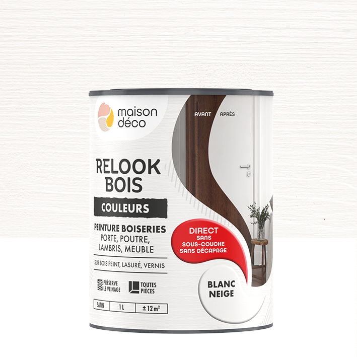 Peinture Relook Bois Couleurs - Satin - Blanc neige
