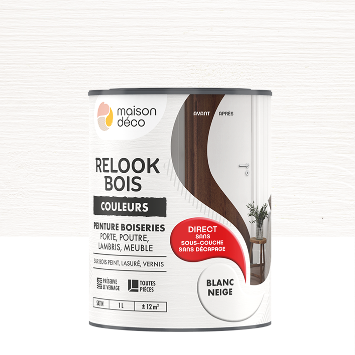 Peinture Relook bois MAISON DECO, noir fusain satiné, 1 l