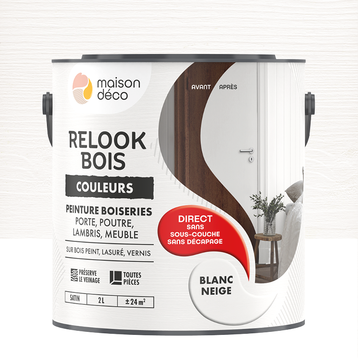 Peinture Relook Bois Couleurs - Satin - Blanc neige