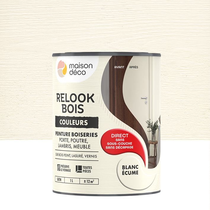 Peinture Relook Bois Couleurs - Satin - Blanc écume