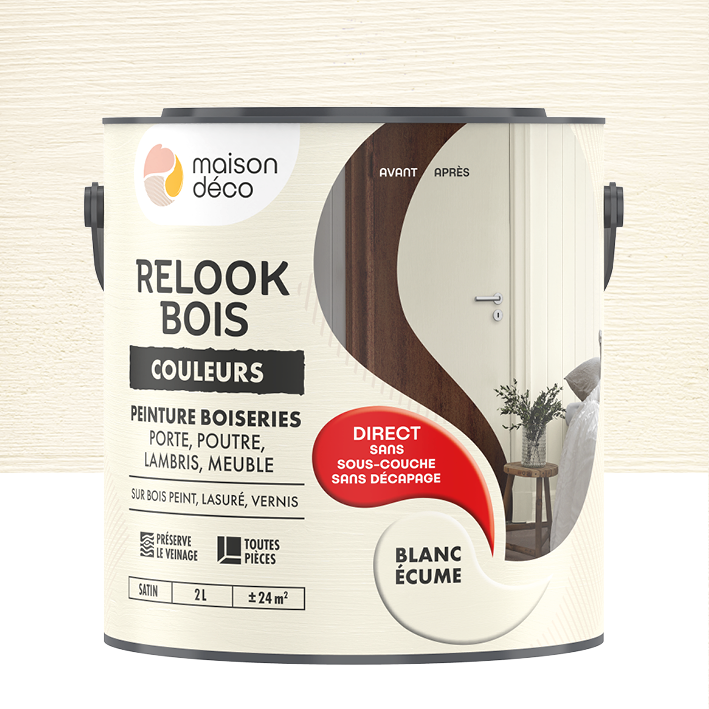 Peinture Relook Bois Couleurs - Satin - Blanc écume