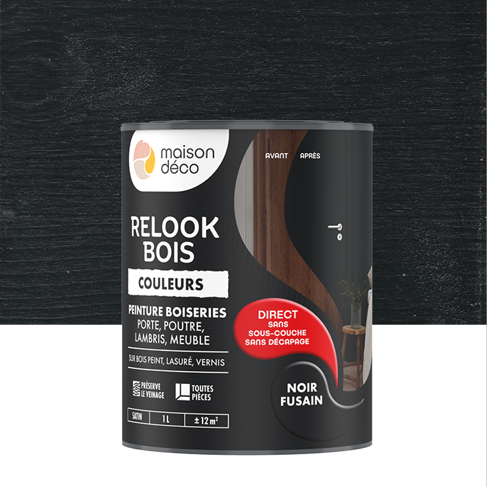 Peinture Relook Bois Couleurs - Satin - Noir fusain