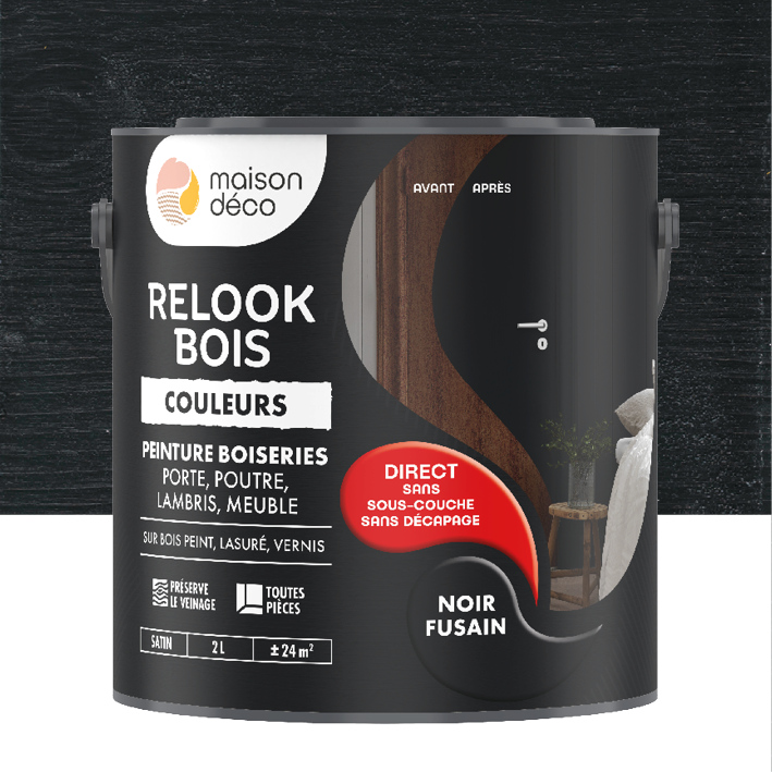 Peinture Relook Bois Couleurs - Satin - Noir fusain