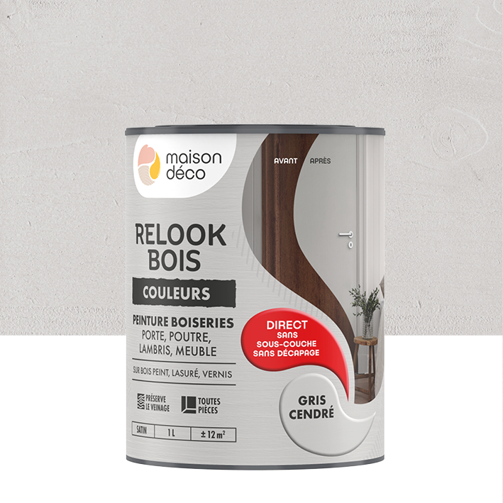 Peinture Relook Bois Couleurs - Satin - Gris cendré