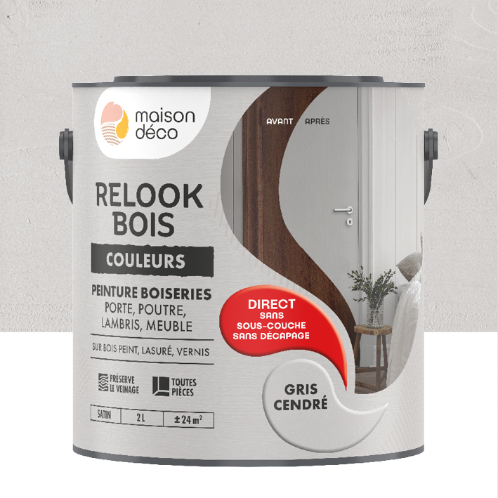 Peinture Relook Bois Couleurs - Satin - Gris cendré