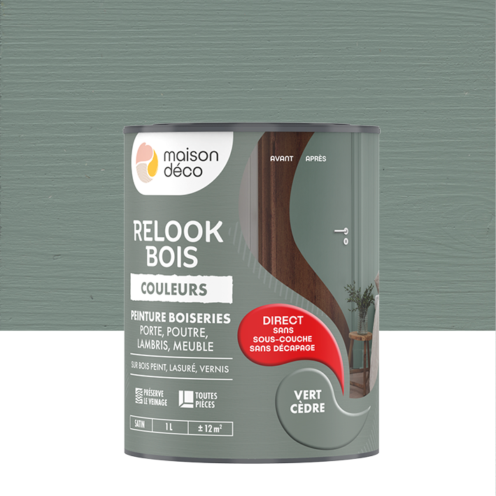 Peinture Relook Bois Couleurs - Satin - Vert cèdre