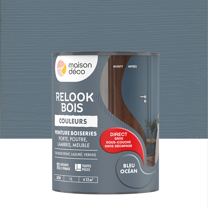 Peinture Relook Bois Couleurs - Satin - Bleu océan