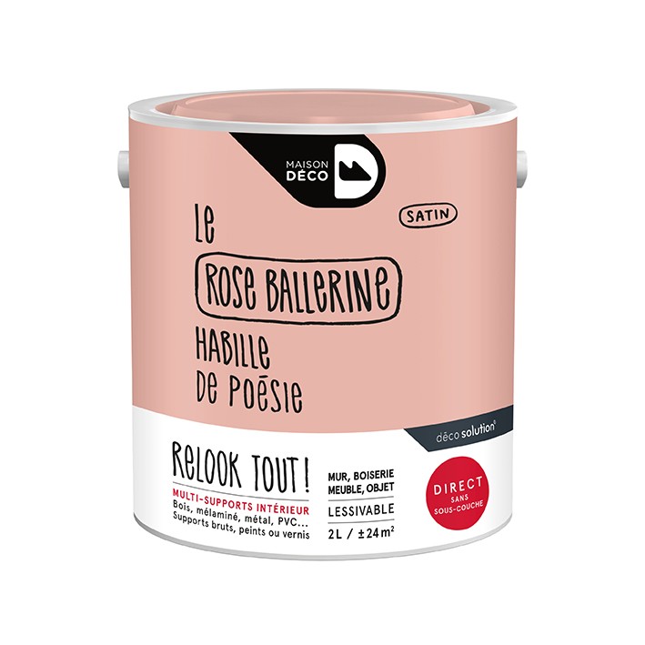 Peinture Relook Tout finition - Aspect satin - Rose ballerine
