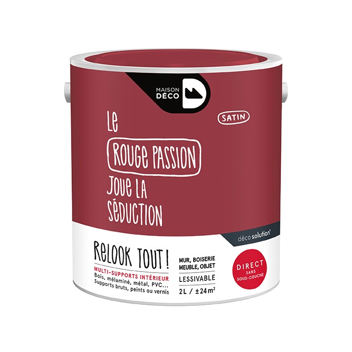 Peinture Relook Tout finition - Aspect satin - Rouge passion