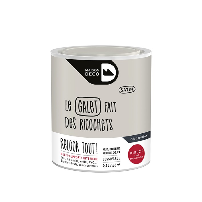 Peinture Relook Tout finition - Aspect satin - Galet 	
