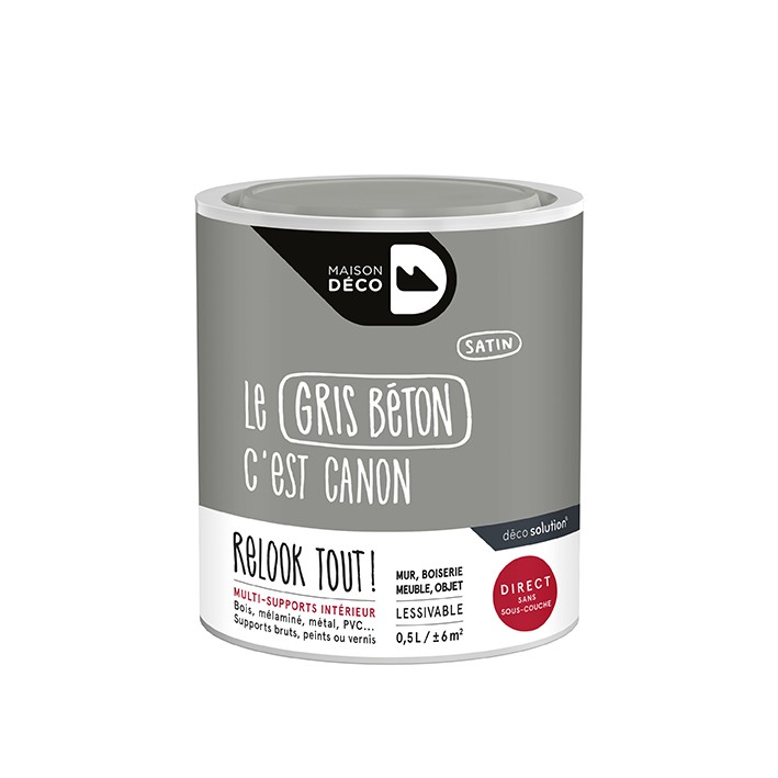 Peinture Relook Tout finition - Aspect satin - Gris béton