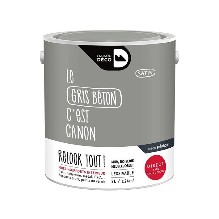 Peinture Relook Tout finition - Aspect satin - Gris béton